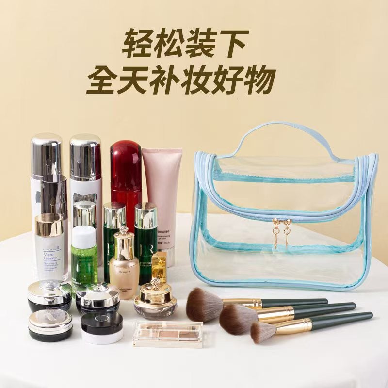 New Transparent Mesh Cosmetic Bag For Travel, Lightweight Bathing And Toiletry Bag, Student Organizing Cosmetics Bag, Handbag - Image 3